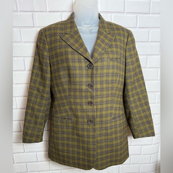 Valentino Yellow and Gray Blazer with Notched Lapels - Picture 1 of 11